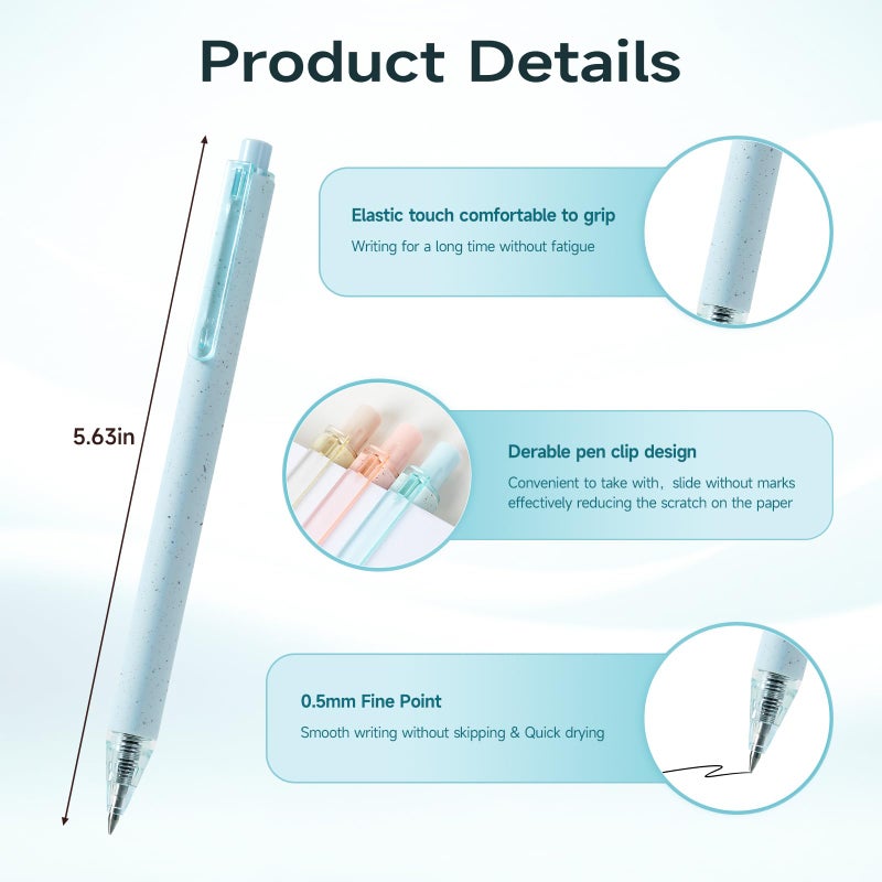 RIANCY Gel Pens for Note Taking 12PCS RIANCY Black Ink Fine Point Pen Black Gel Pens Quick Dry Ink 0.5mm Smooth Writing Pen for Home Office Art Back to School Supplies (Mixed) - Image 3